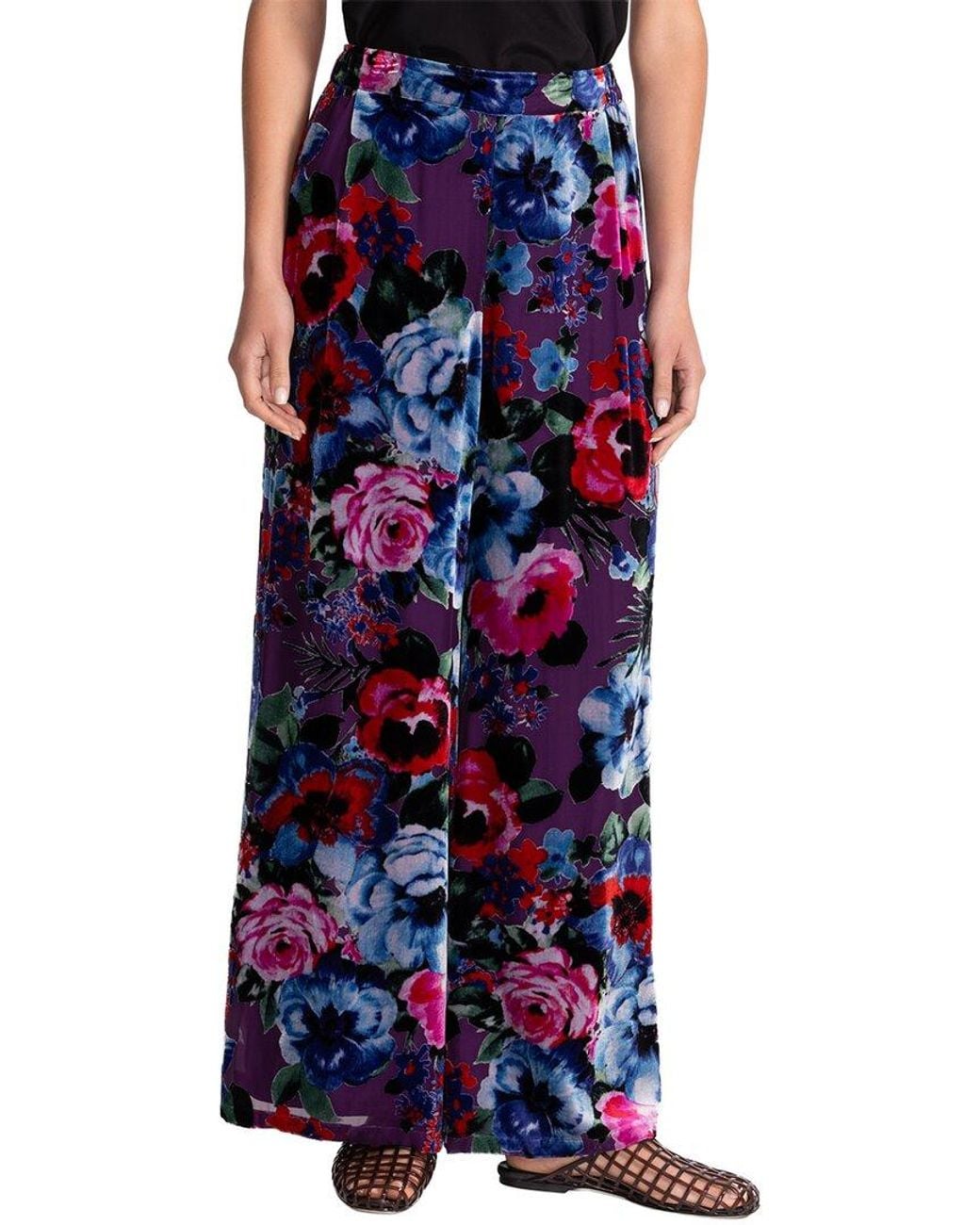 Johnny Was Blue Rising Moon Silk-Blend Pant