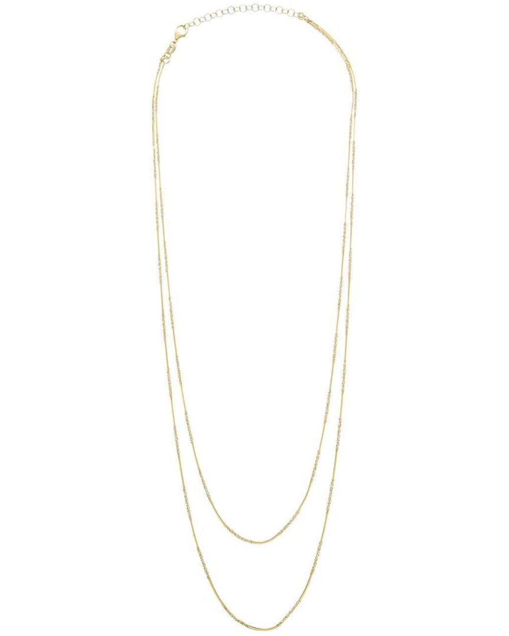 Italian Gold Over Silver White 18K Plated Multi Strand Necklace