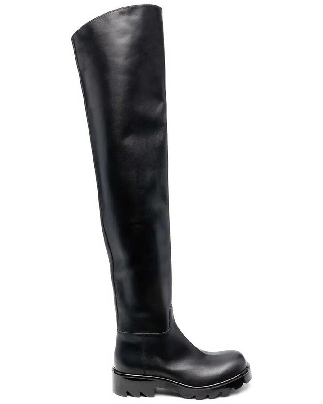 Bottega Veneta Black Strut Leather Over-The-Knee Boot