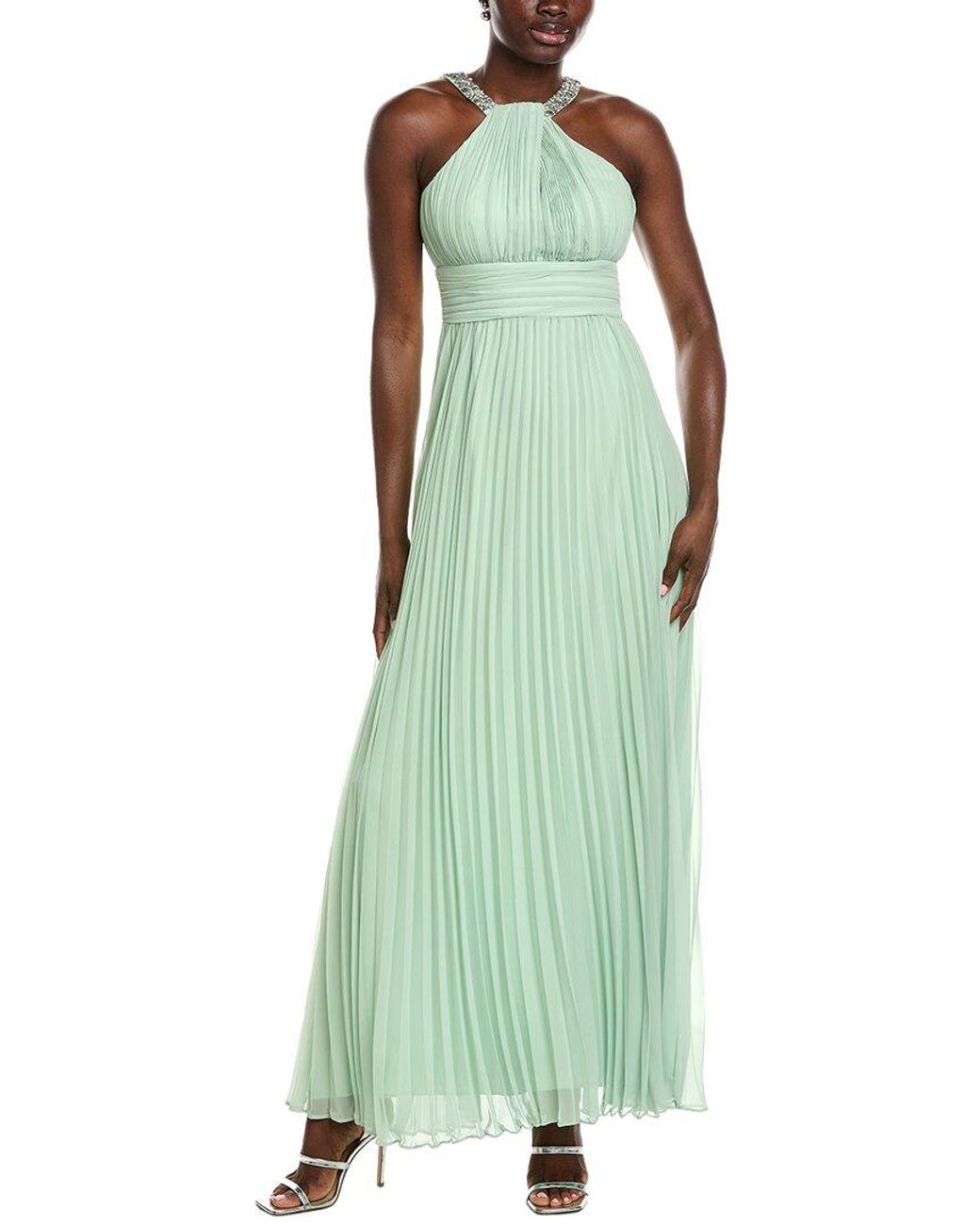 Eliza J Green Folded Embellished Neck Strap Gown