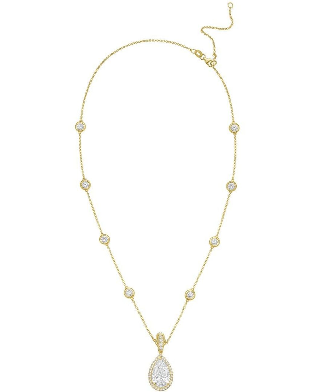 Diana M Metallic Diana M. 14K 12.00 Ct. Tw. Lab-Grown Diamond Halo Pendant