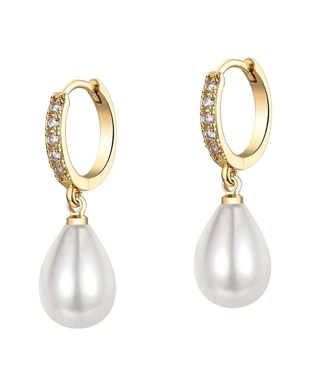 Liv Oliver Metallic 18k 10-12mm Pearl Cz Essential Earrings