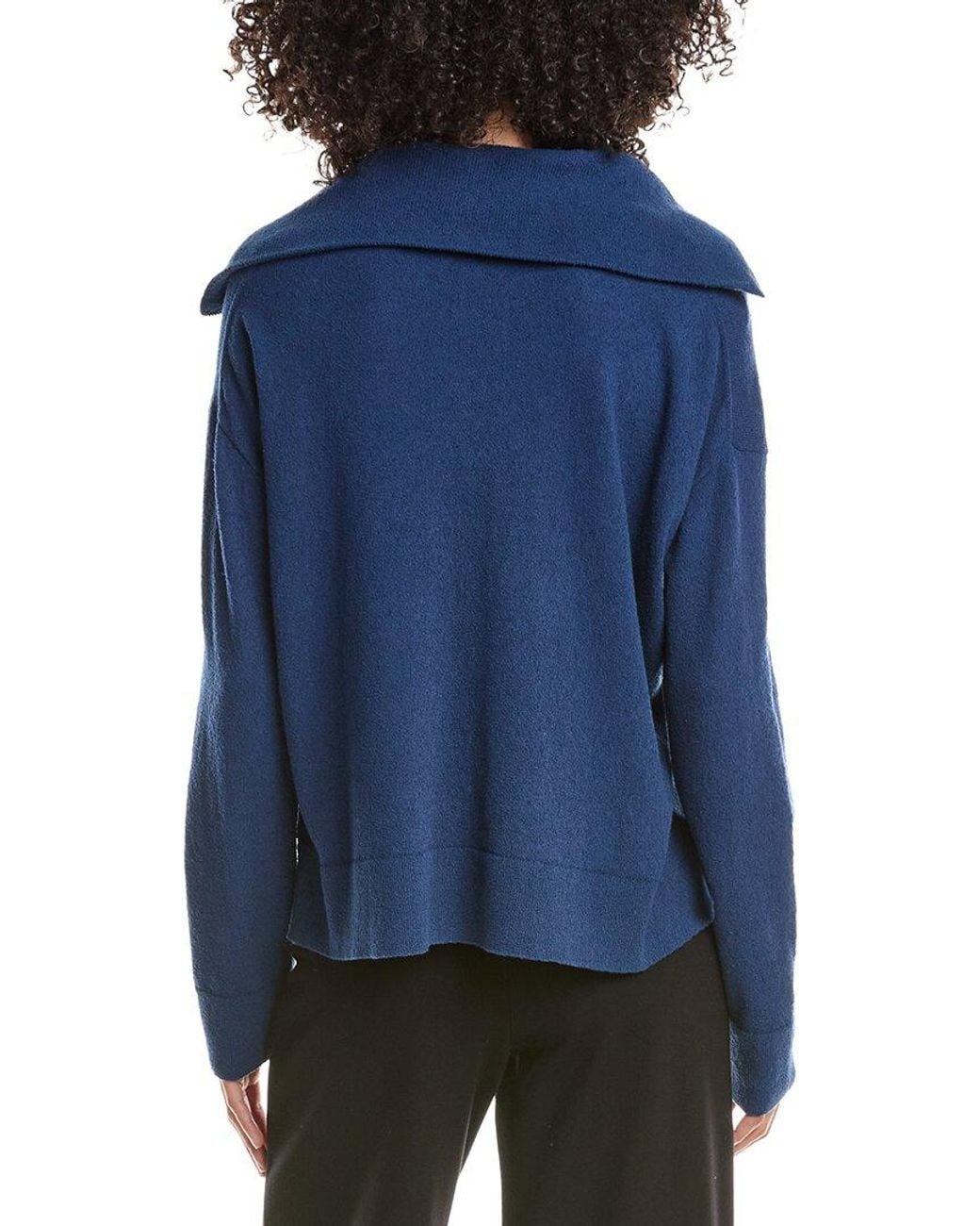 Lafayette 148 New York Blue Half Zip Collared Sweater