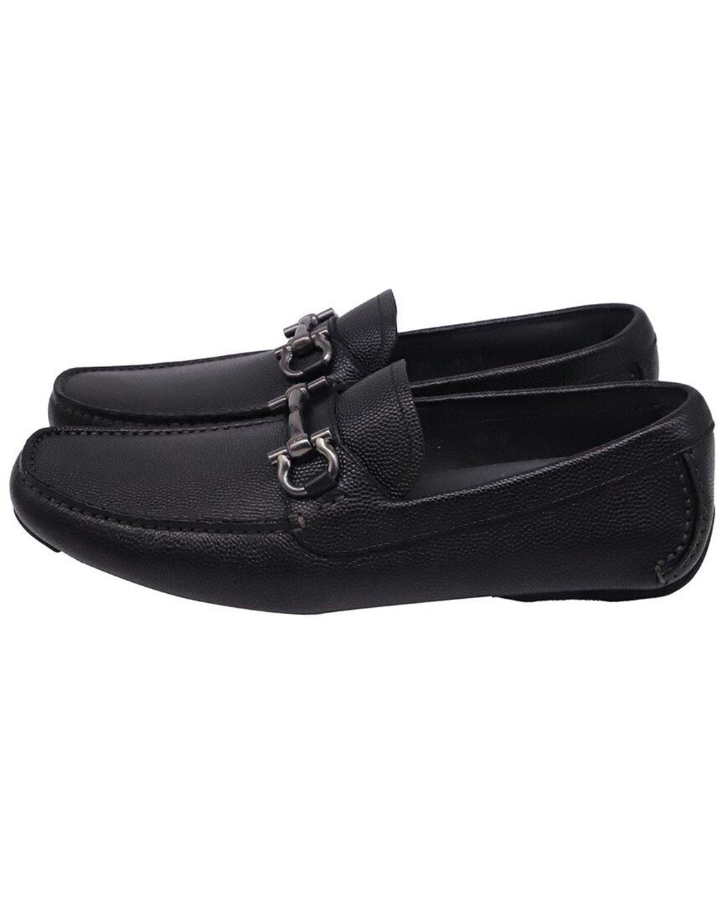 Ferragamo Black Leather Gancini Driver (Authentic Pre-Loved) for men