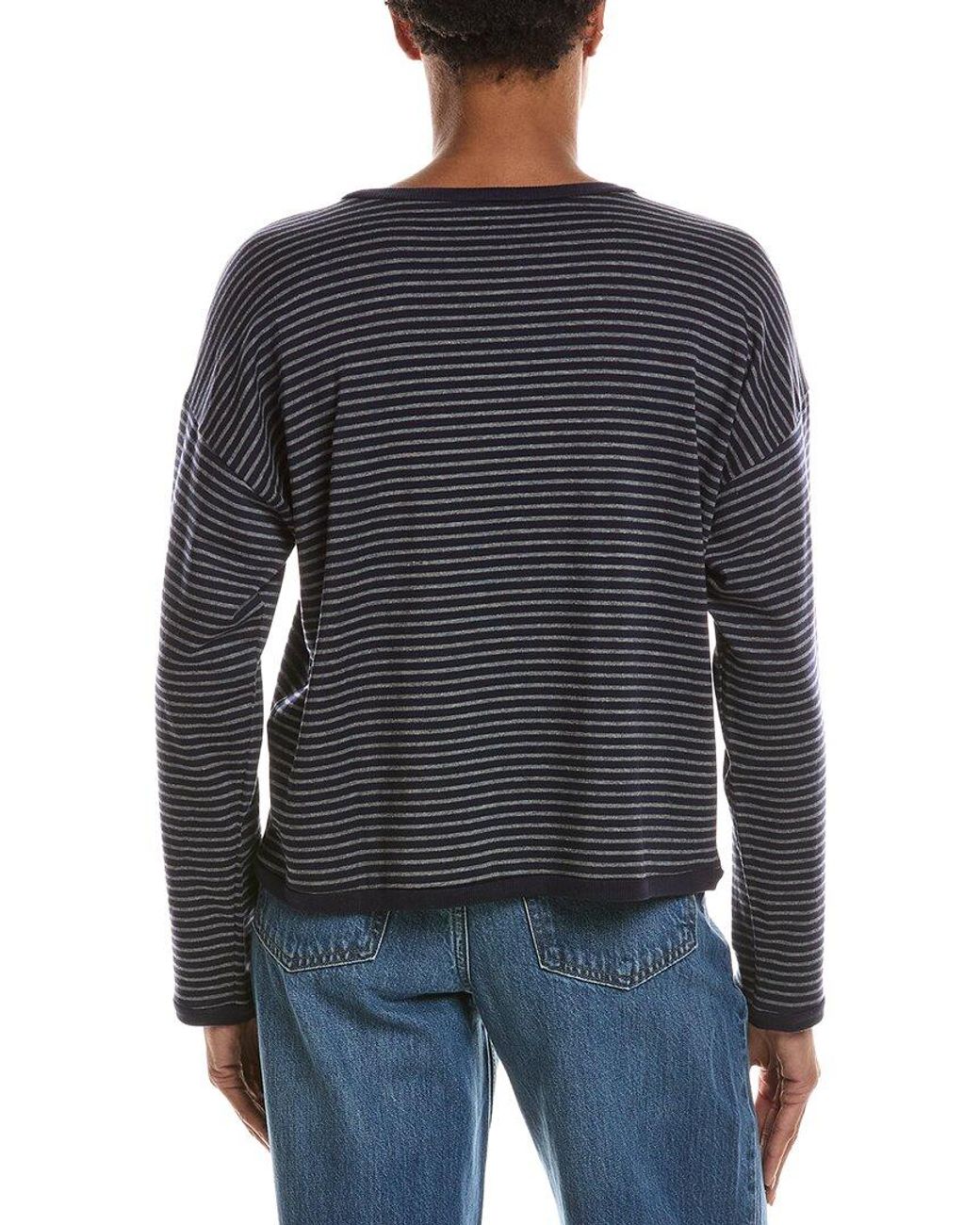 Eileen Fisher Blue Round Neck Box Top