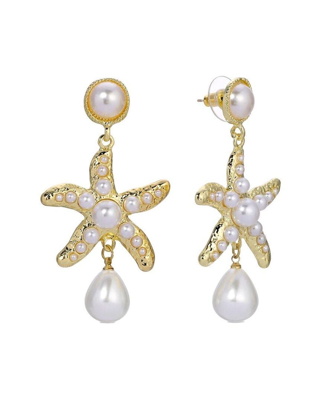 Eye Candy LA Metallic Glass Pearl Drop Earring