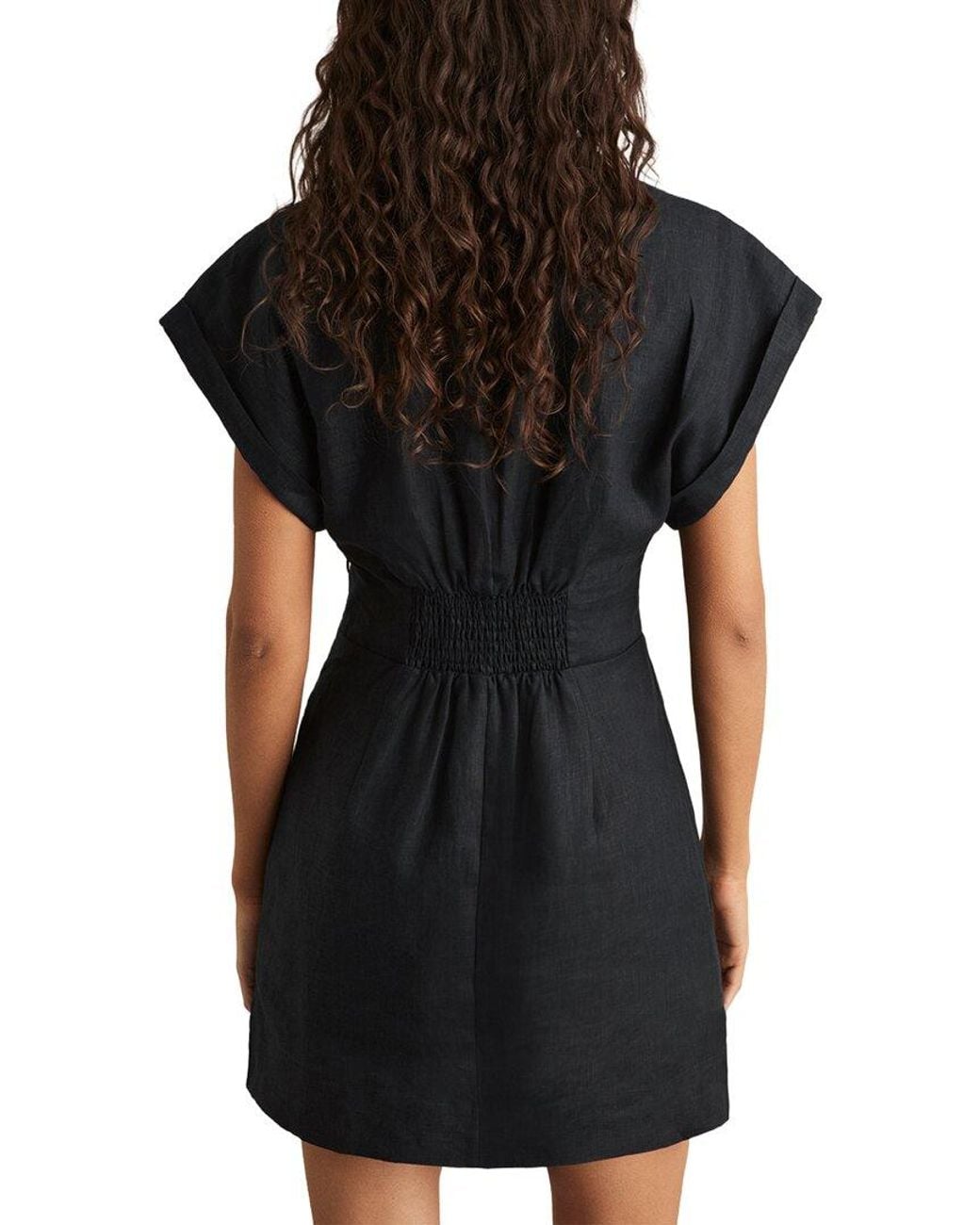 Reiss Black Gwen Linen Swim Top