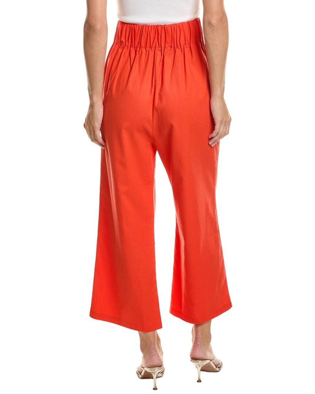 Femme Society Red Linen-Blend Pant