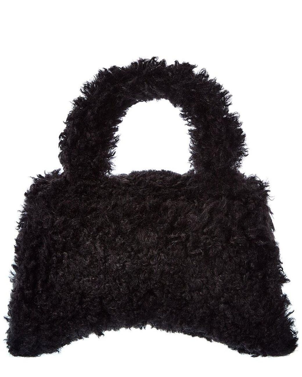 balenciaga black fur bag