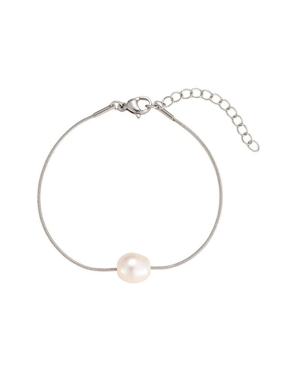 Adornia White Plated Stainless Steel 8.5-9Mm Pearl Bracelet