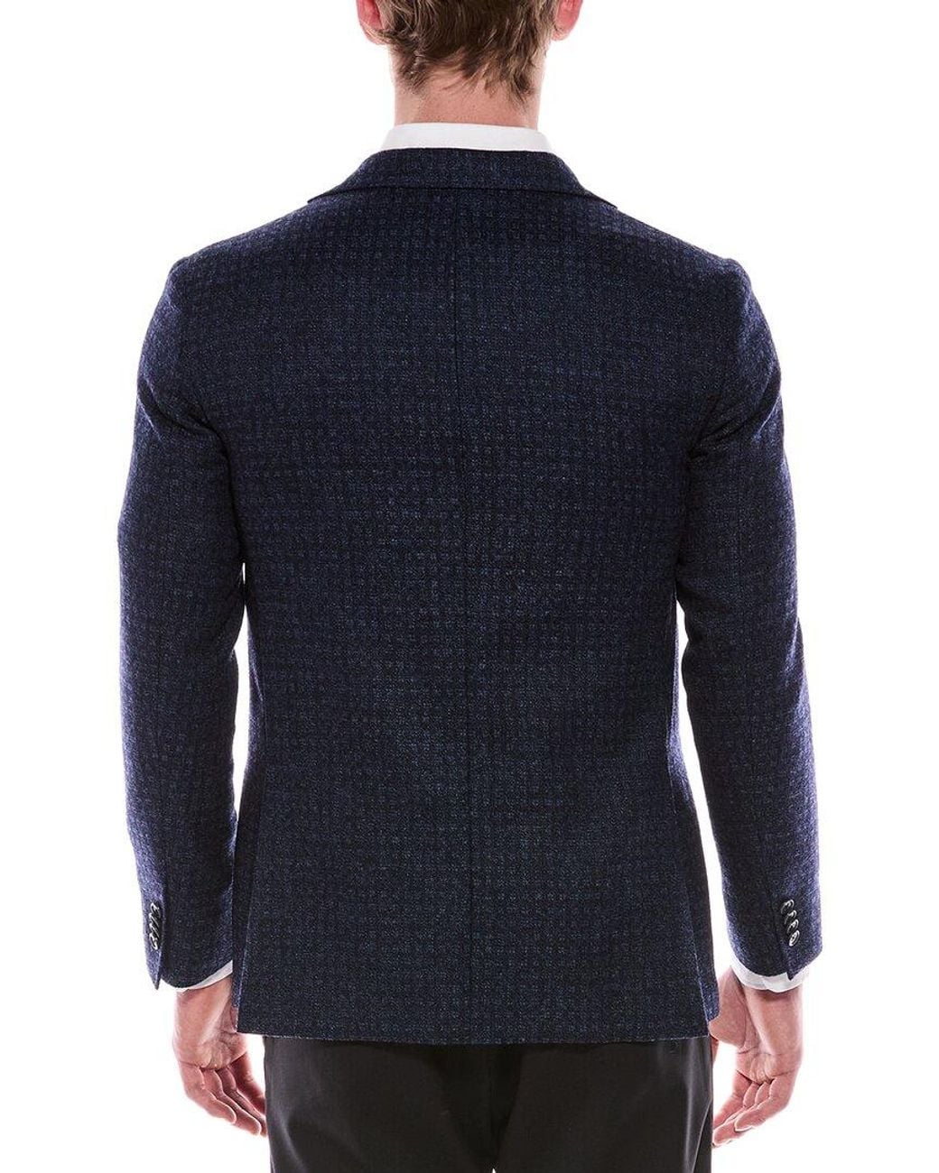 Corneliani Blue Cc Collection Half-Lined Jacquard Wool-Blend Blazer for men