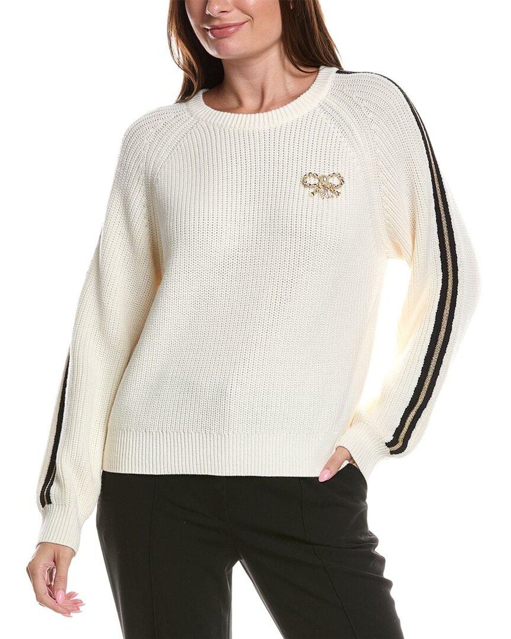 Karl Lagerfeld Gray Chest Pin Sweater