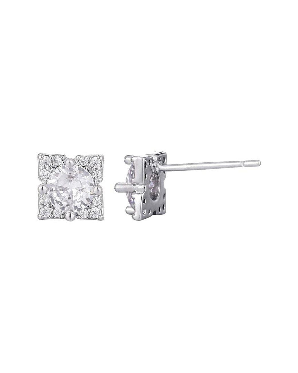 Adornia White Cz Flower-Shaped Halo Stud Earrings