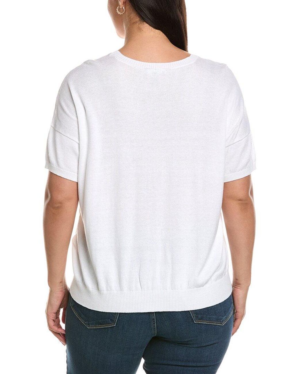 Eileen Fisher White Plus Crewneck Sweater