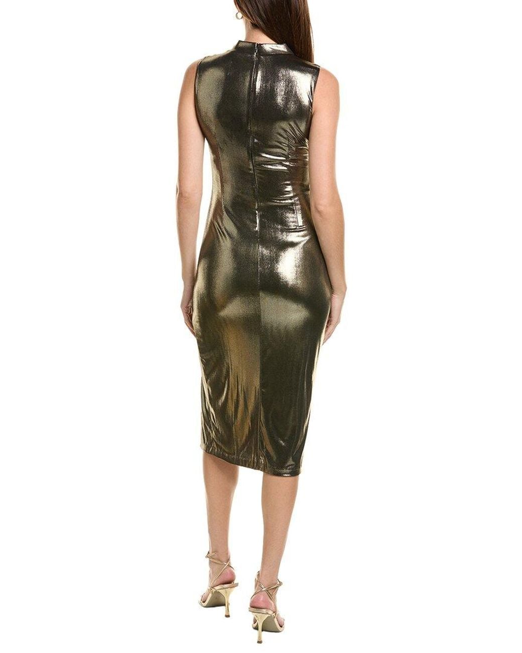 Vince Camuto Green Embellished Sleeveless Midi Dress