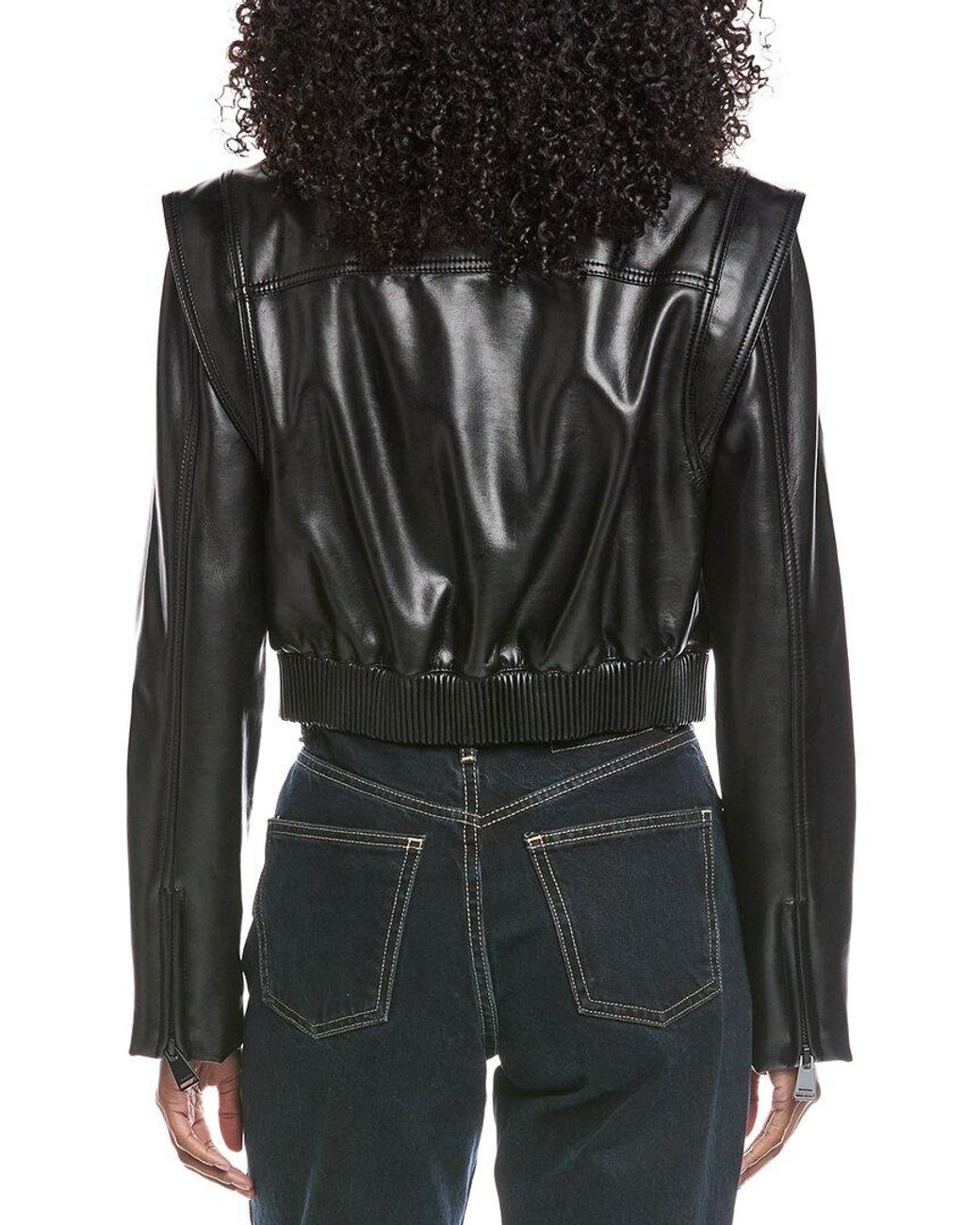 Jonathan Simkhai Black Doreen Vegan Leather Bomber Jacket