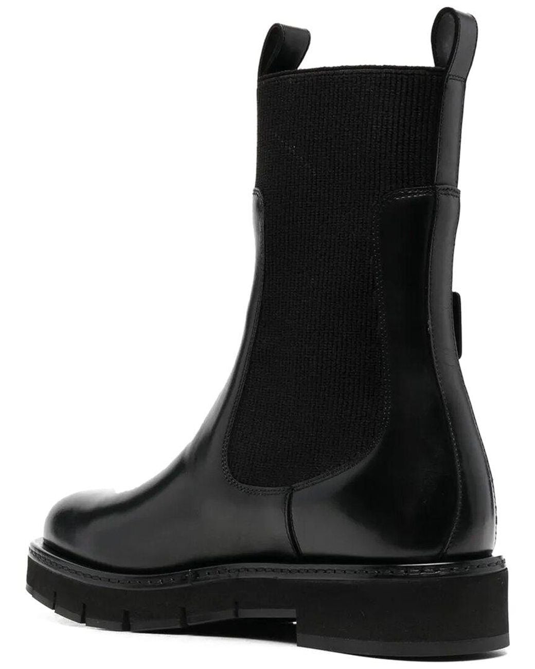 Ferragamo Black Cleated-Sole Leather Chelsea Boot