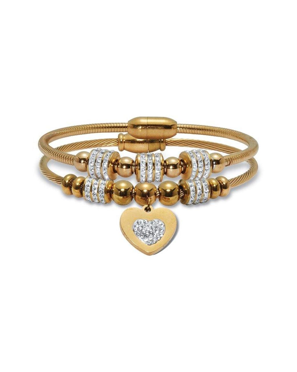 Palmbeach Jewelry White Plated Stainless Steel Crystal Bracelet