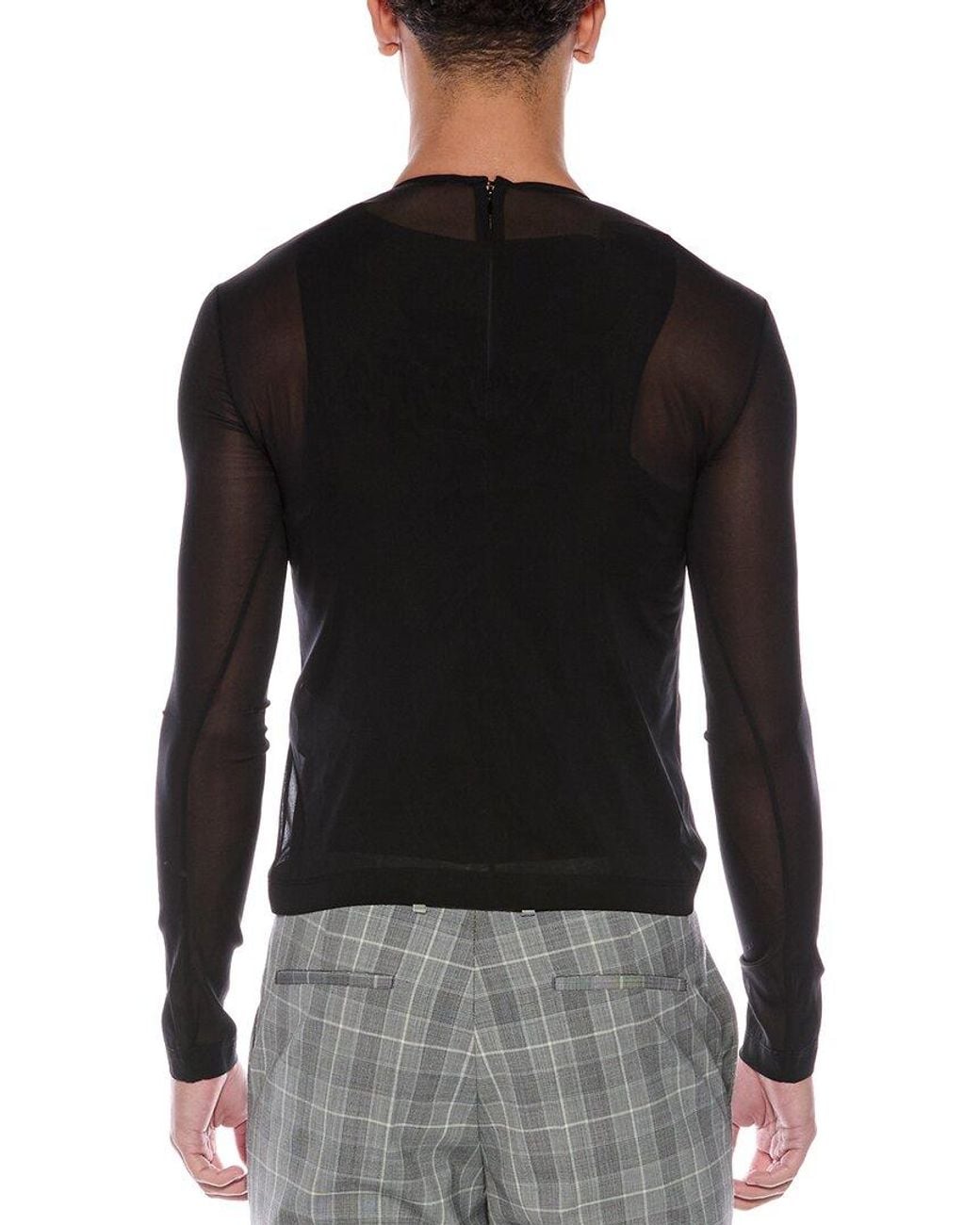 Valentino Black Sheer Silk-Blend T-Shirt for men