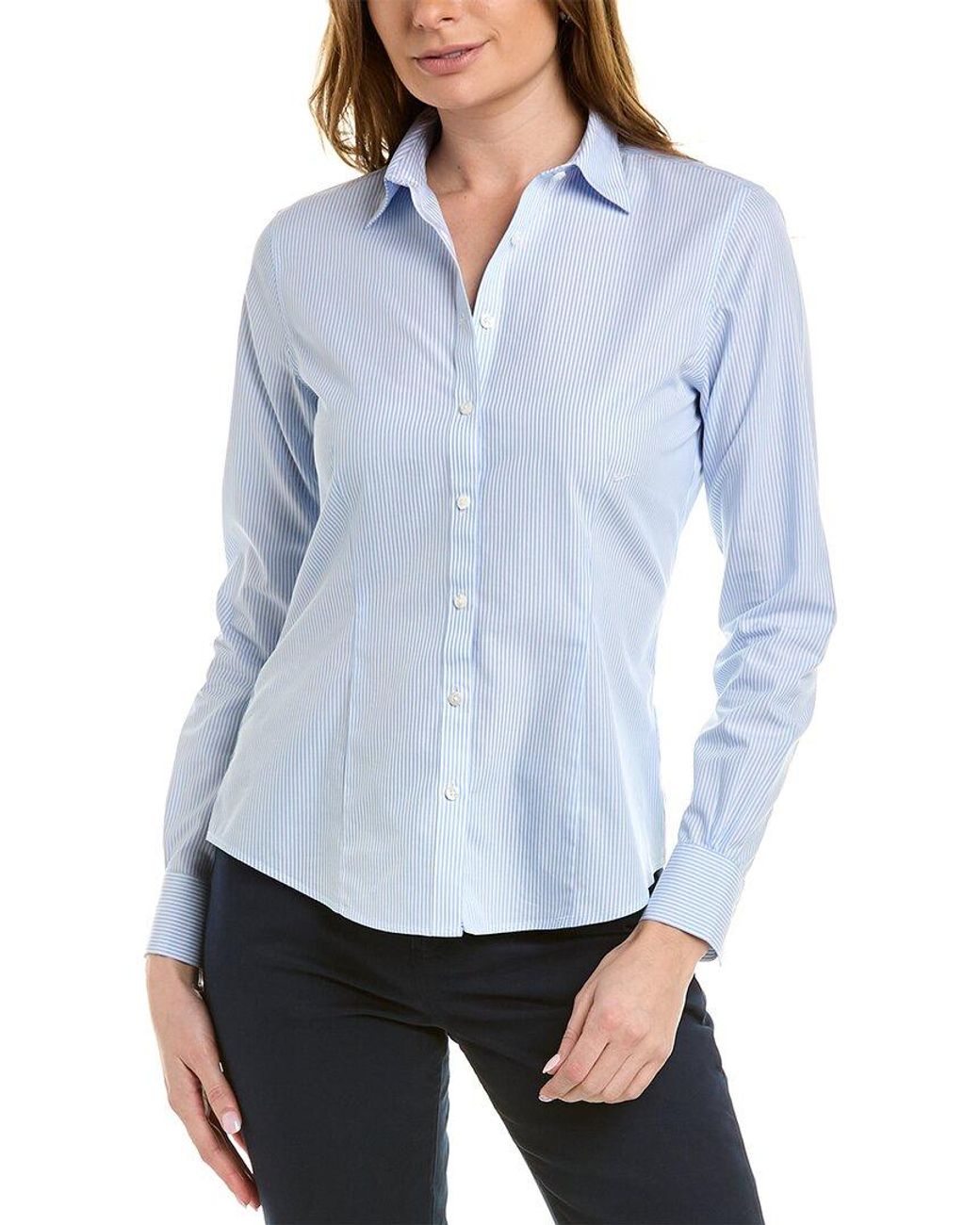 Brooks Brothers Striped Fitted Blouse in Blue | Lyst