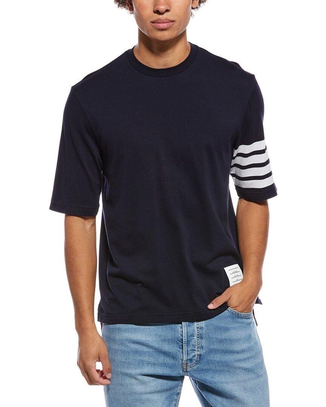 Thom Browne Blue Logo T-Shirt for men