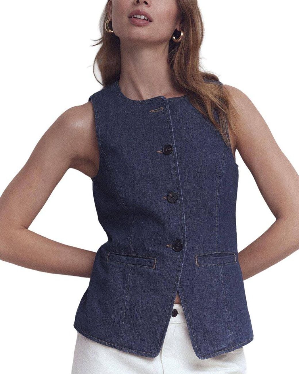 Boden Blue Denim Waistcoat