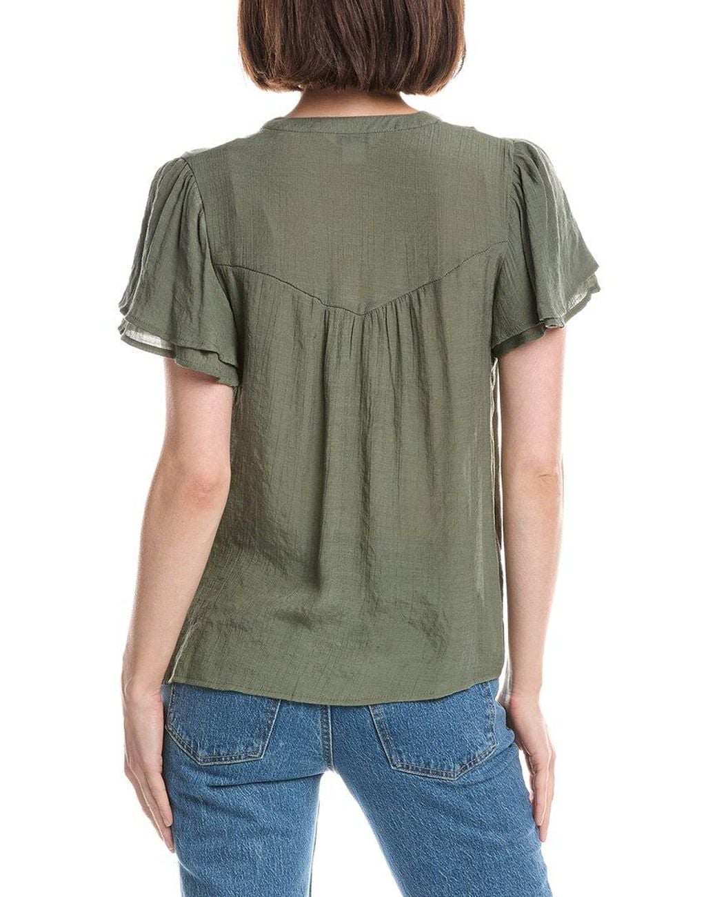 Nanette Lepore Green Solid Blouse