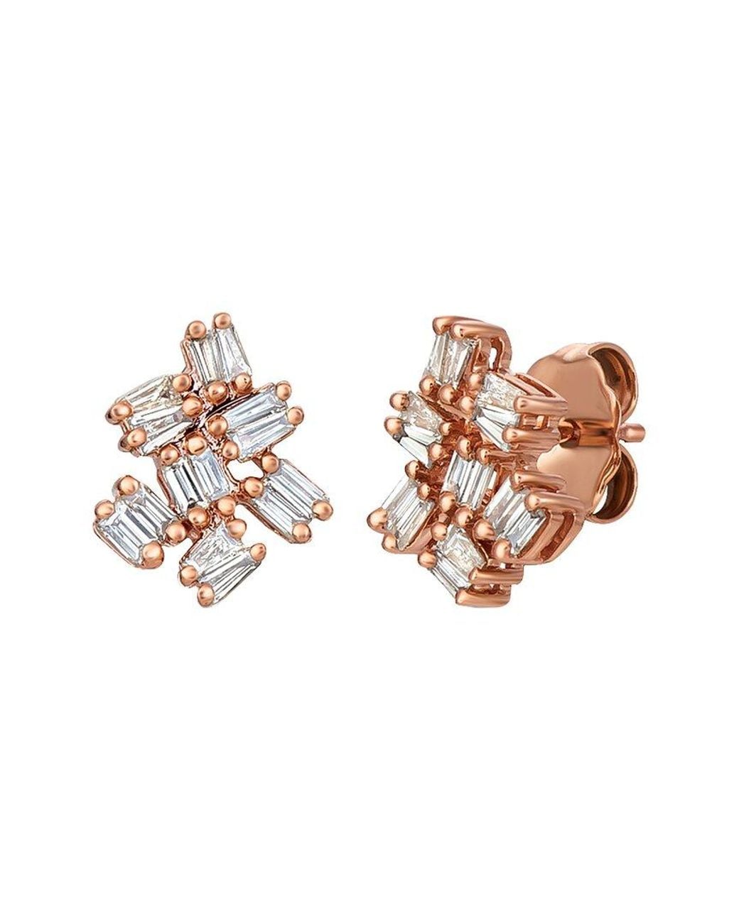 Le Vian White Le Vian Baguette Frenzy 14k Rose Gold 0.32 Ct. Tw. Diamond Earrings
