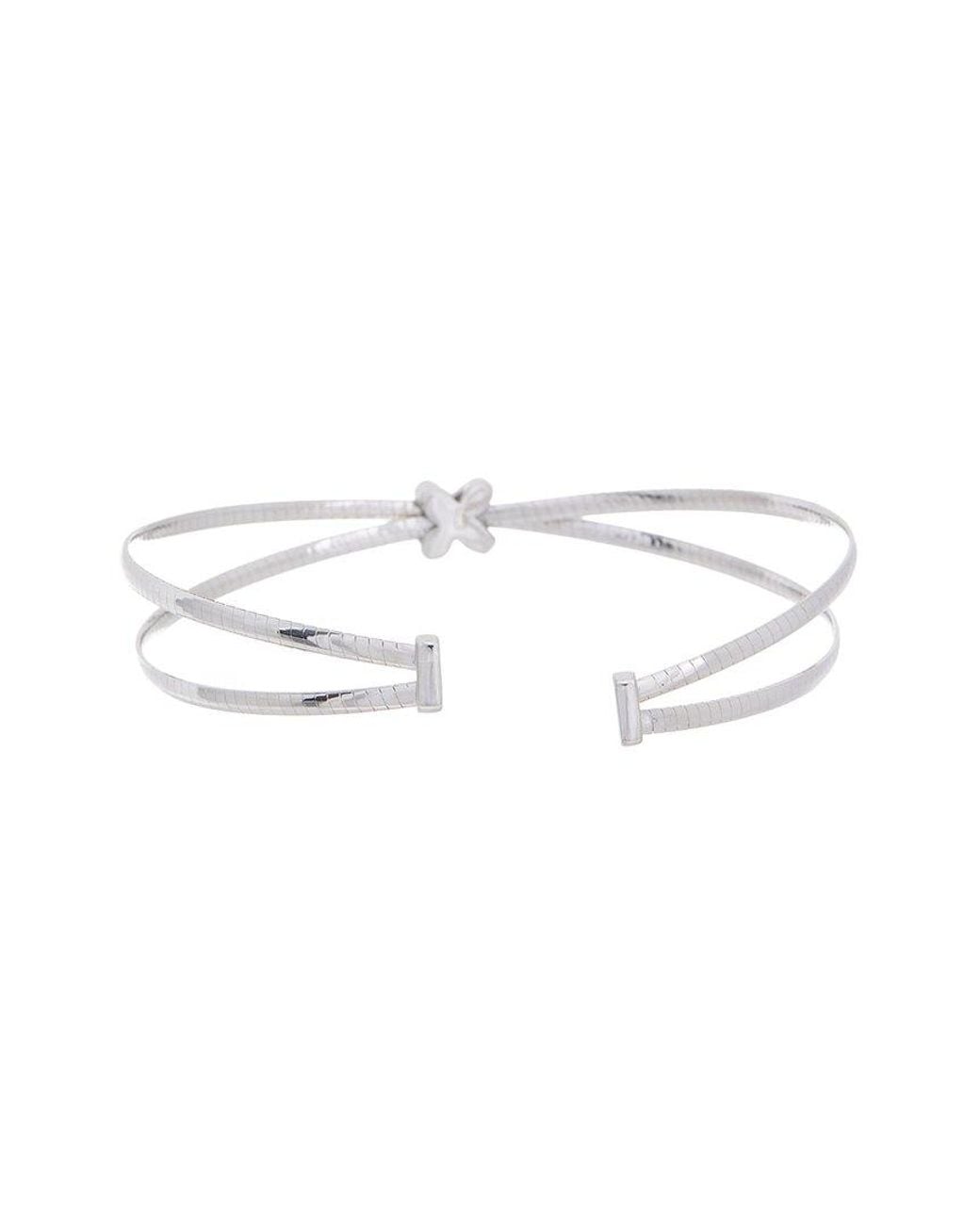 Meshmerise White 18K Plated 0.05 Ct. Tw. Diamond Mesh Bangle