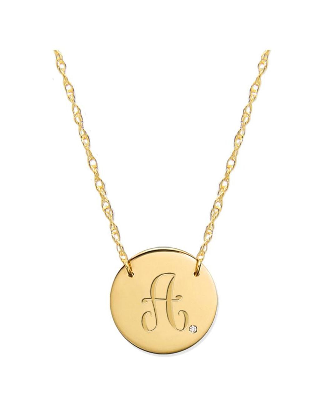 Jane Basch Metallic 14k Diamond Initial Disc Necklace (a-z)