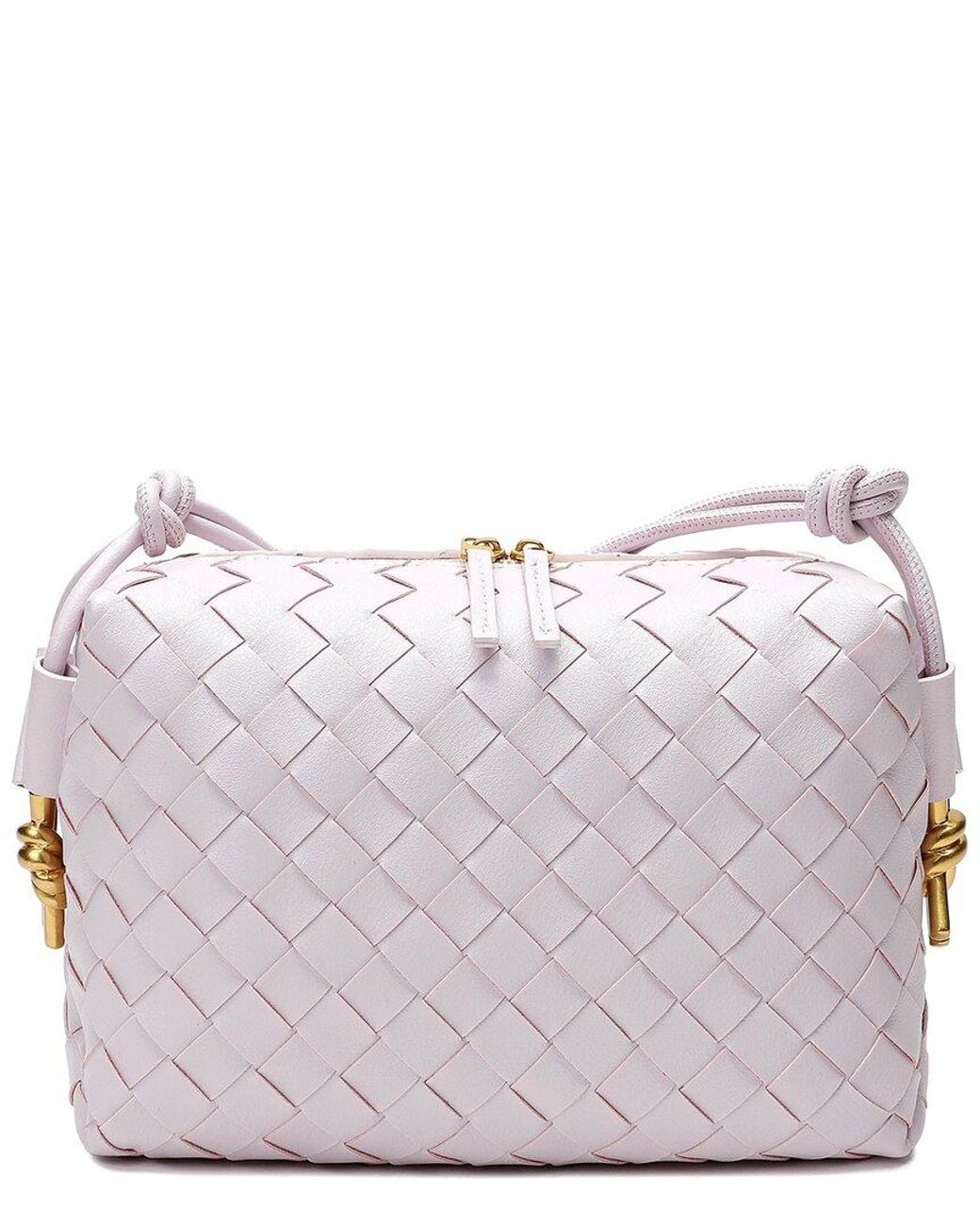 Tiffany & Fred Paris Gray Large Woven Leather Crossbody