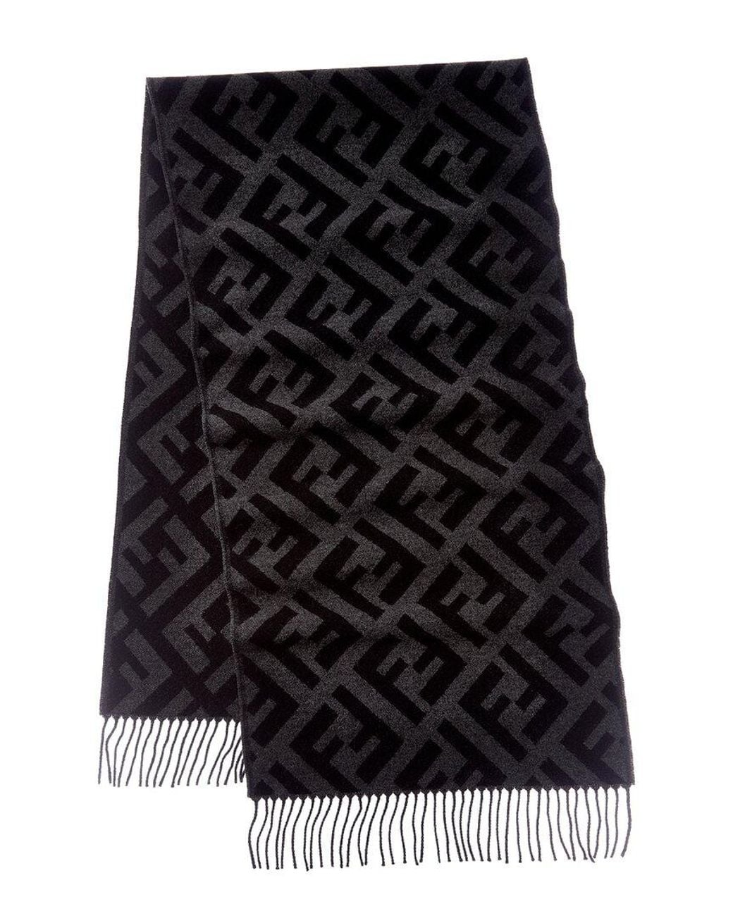 Fendi Blue Ff Logo Cashmere Scarf for men