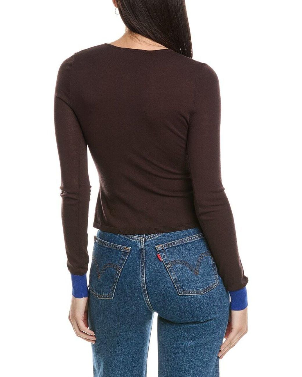 WeWoreWhat Blue Fine Knit Cardigan