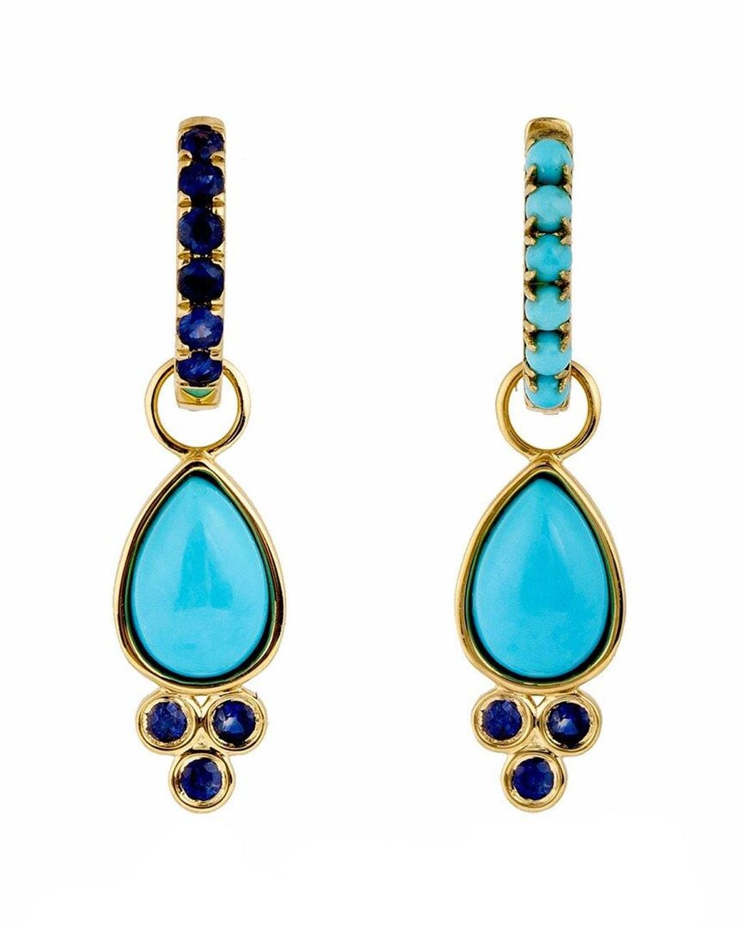 Nina Zhou Jewelry Blue 14K 4.50 Ct. Tw. Sapphire Hoop Earrings