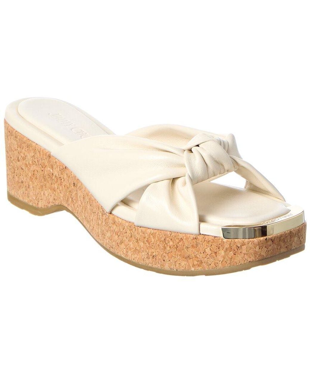 Jimmy Choo White Avenue Wedge 50 Leather Sandal