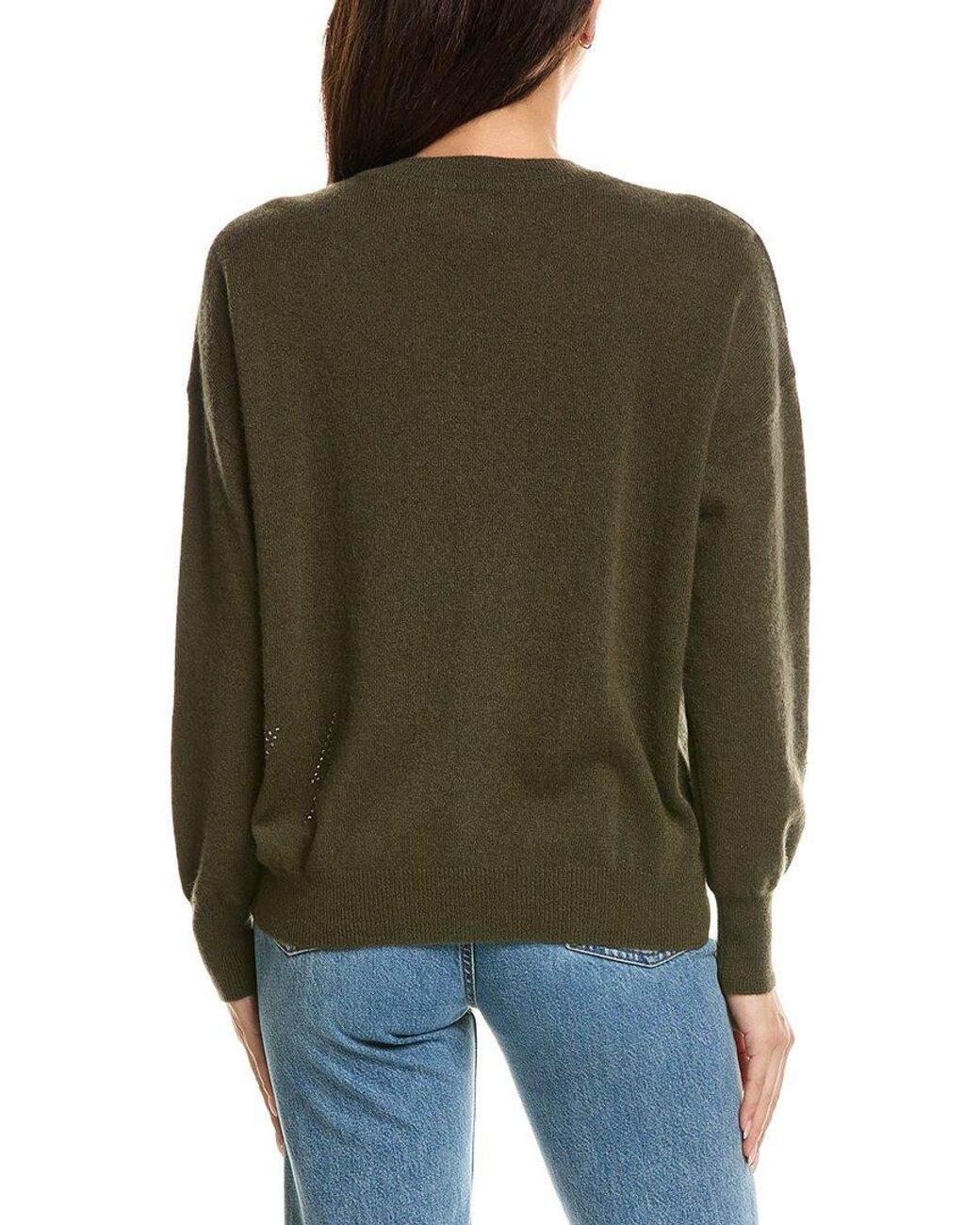 Brodie Cashmere Green Hazel Hot Fix Bolt V-Neck 100% Cashmere Sweater