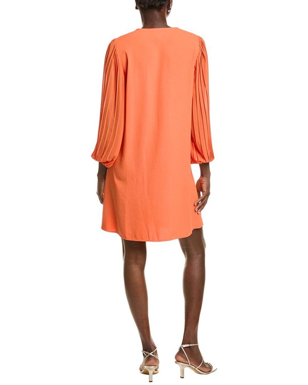 Joseph Ribkoff Orange Pleated Sleeve Shift Dress
