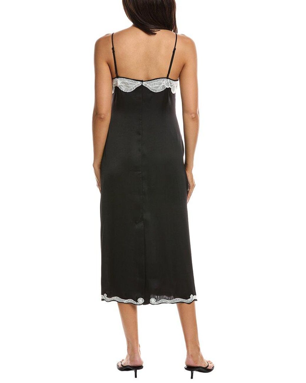 Rag & Bone Black Ann Embroidered Slip Dress