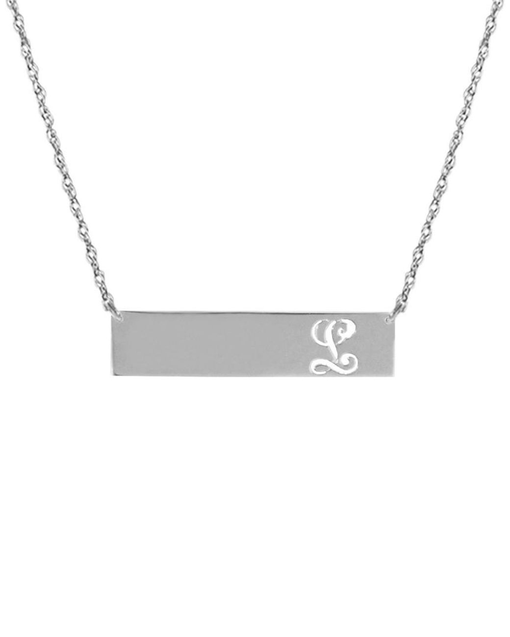 Jane Basch White Silver Script Initial Bar Pendant (a-z)