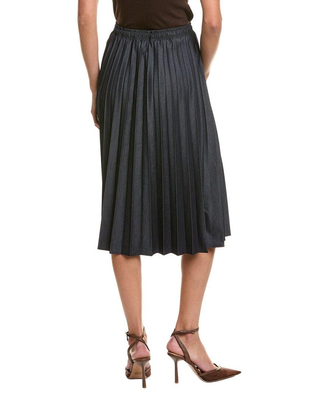 Ellen Tracy Black Tencel Pleated Skirt