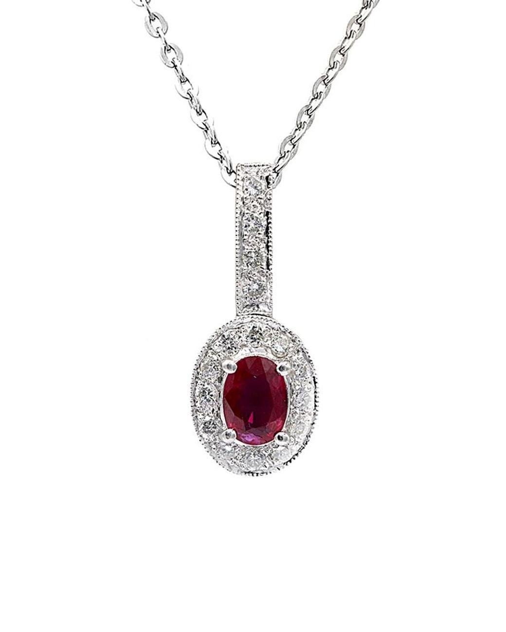 Diana M Multicolor Fine Jewelry 14k 0.90 Ct. Tw. Diamond & Ruby Necklace