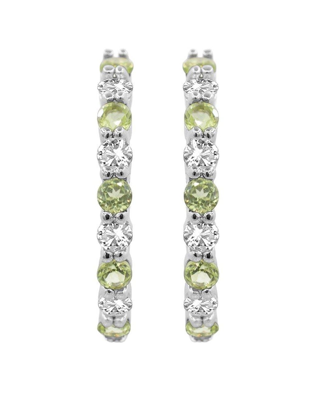 Lab Grown Gemstones White 0.60 Ct. Tw. Lab-Grown Peridot Hoop Earrings