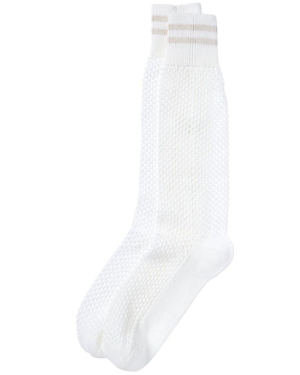 Brunello Cucinelli White Two-Tone Socks