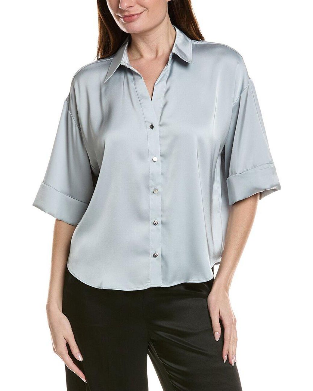 Cece Gray Drop Shoulder Boxy Top