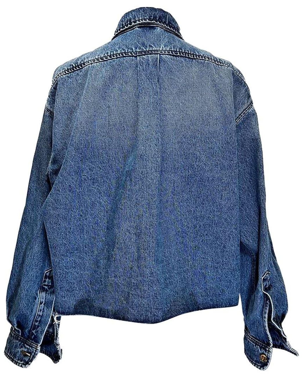 Miu Miu Blue Cropped Raw Hem Shirt, Size It (Authentic Pre-Loved)
