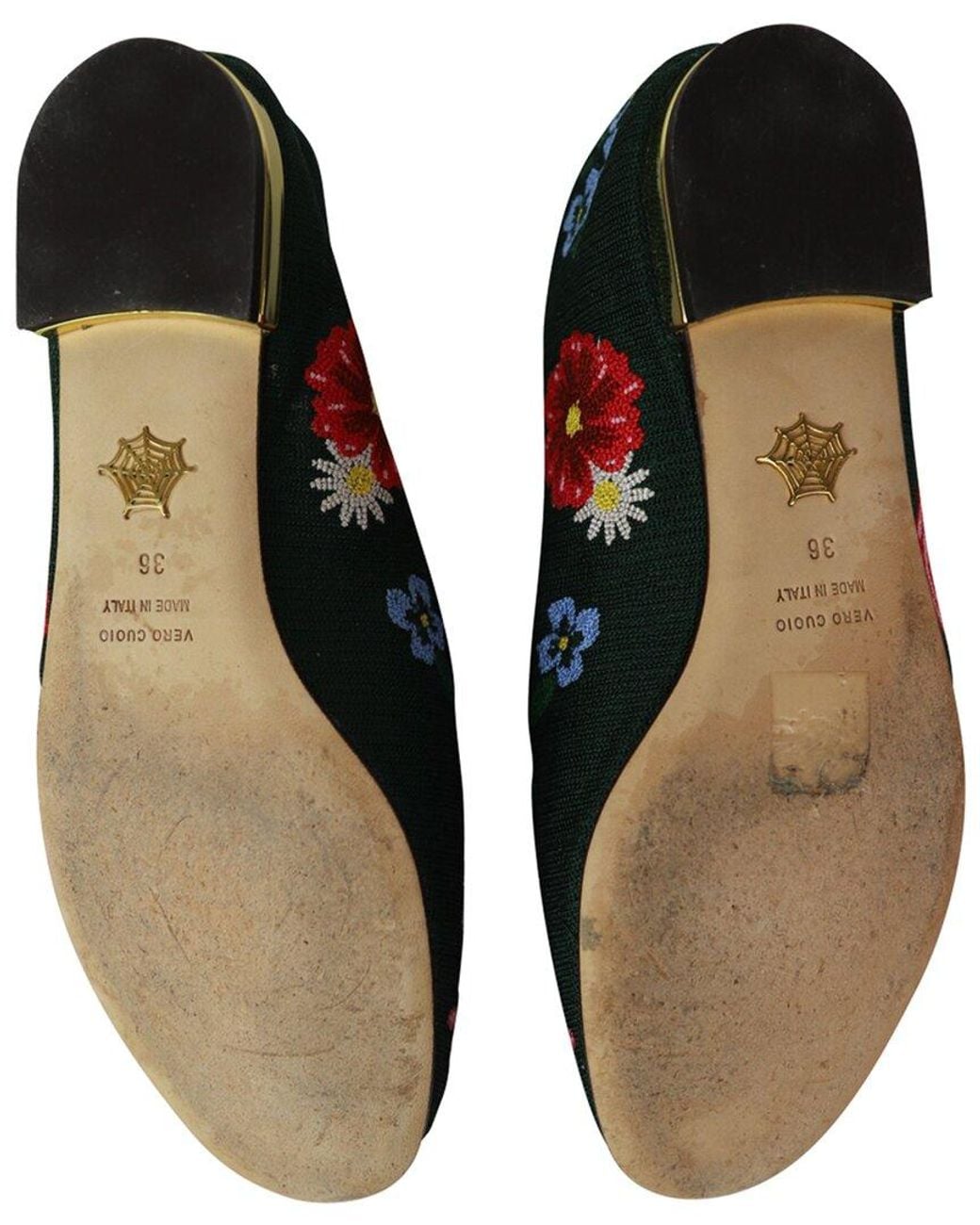 Charlotte Olympia Black Cotton Rose Garden Floral Embroidered Flat (authentic Pre-loved)