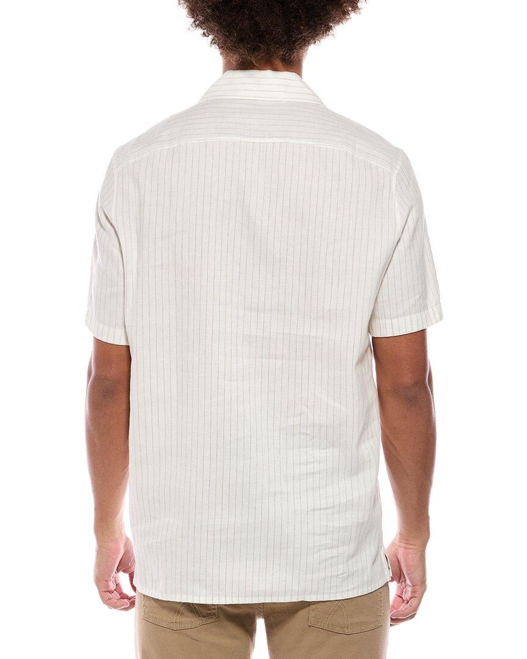 Isaia White Linen-Blend Shirt for men