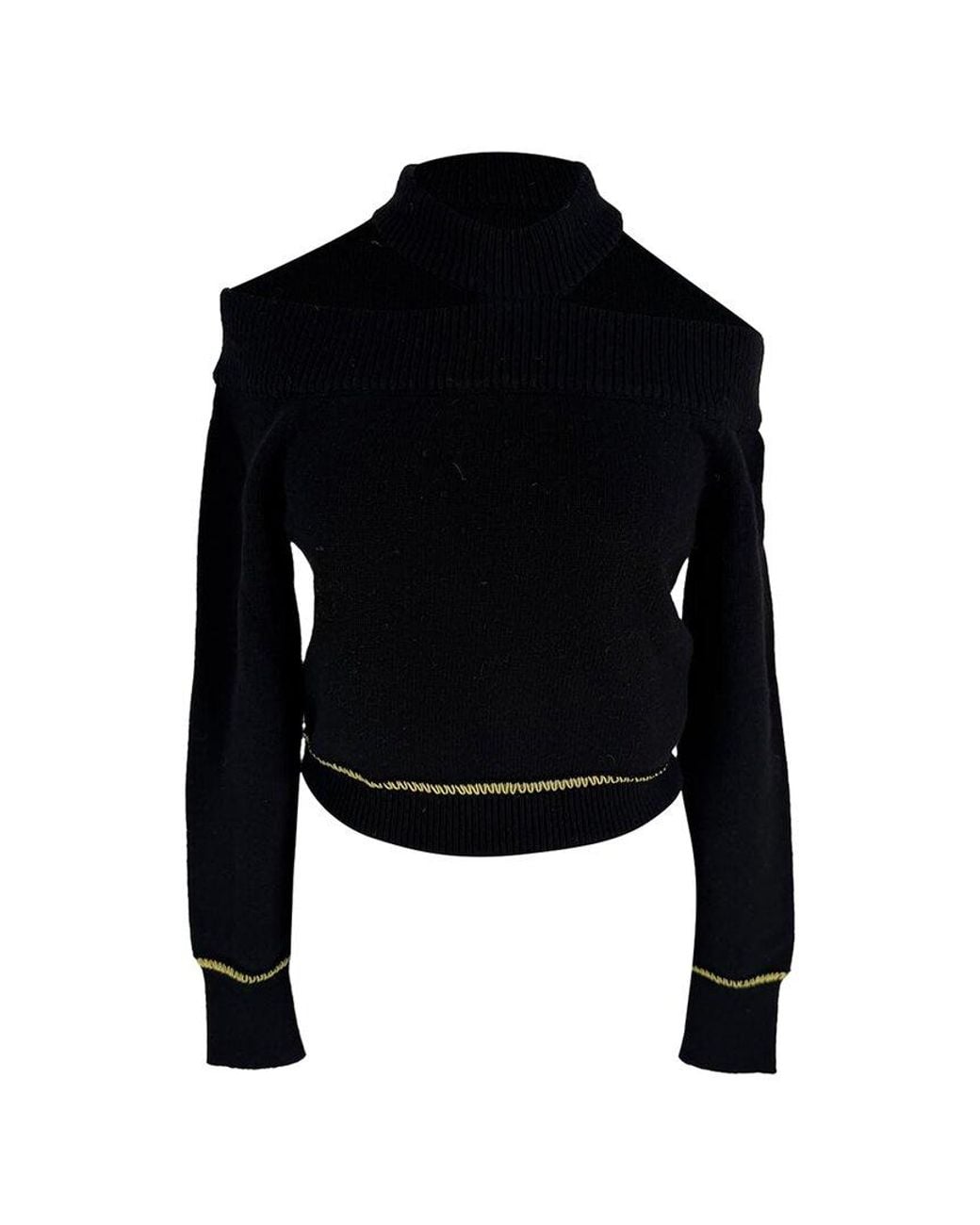 McQueen Black Cold-Shoulder Knitted Sweater, Size Int (Authentic Pre- Loved)