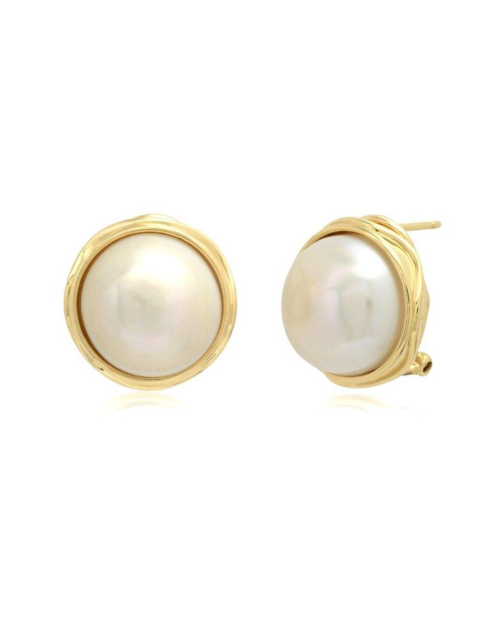 MaxColor Metallic 14k 14x15mmmm Pearl Studs