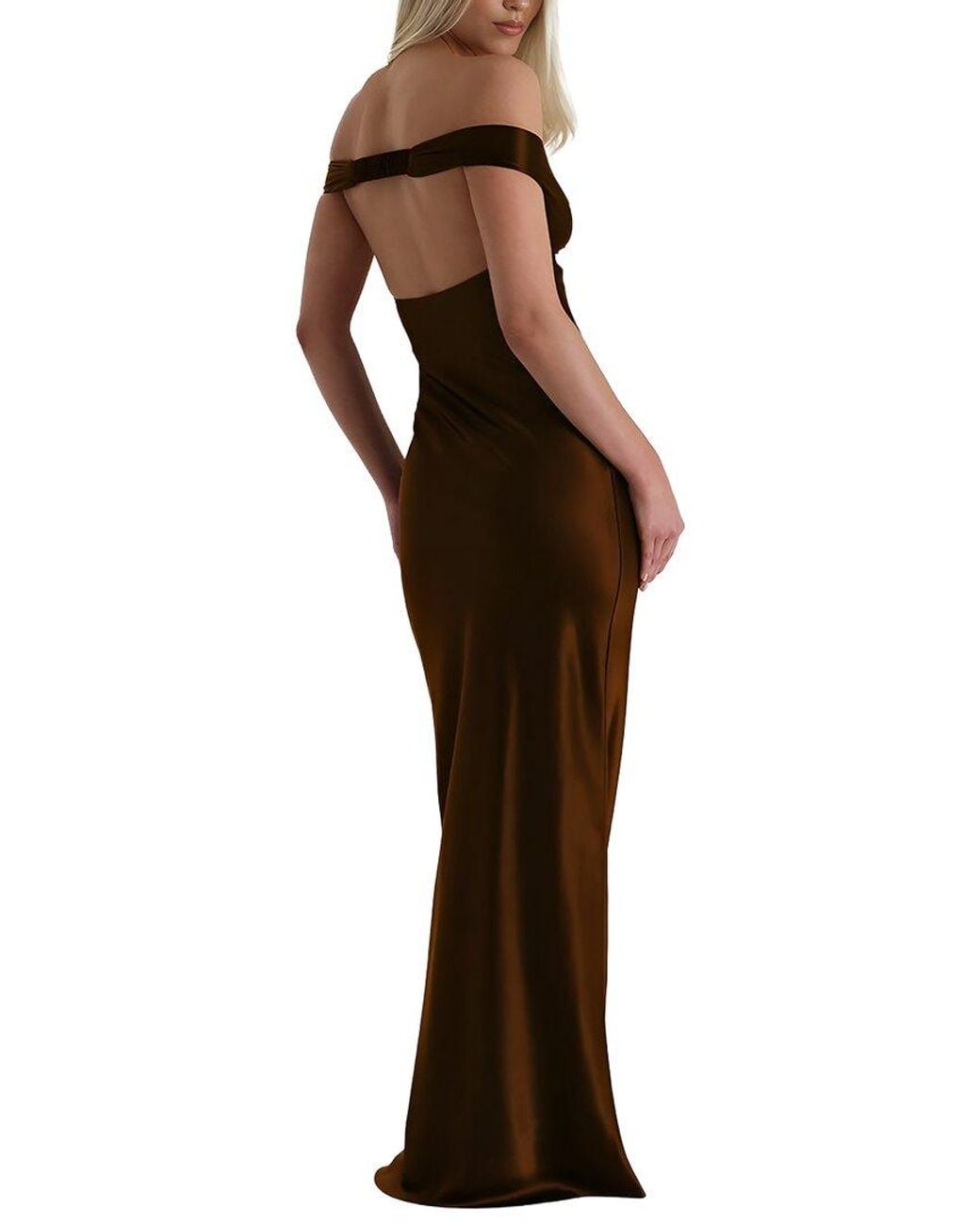 LOEY Brown Off-The-Shoulder Maxi Dress